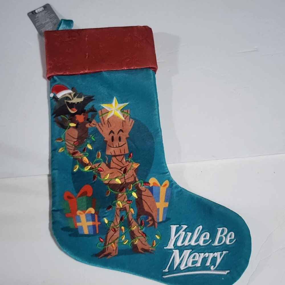 Marvel Guardians of the Galaxy Groot Rocket Christmas Stocking Yule Be Merry 21"
